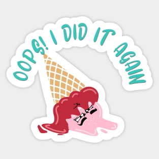 Dropped Dessert Pink Ice Cream Character Sticker